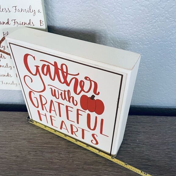 Give Thanks Fall Thanksgiving Halloween Decor Signs Bundle Lot - Picture 3 of 3